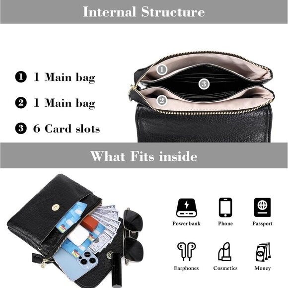 Soft Small Leather Crossbody Bags for Women RFID Blocking Travel Purses Handbags - Picture 5 of 9